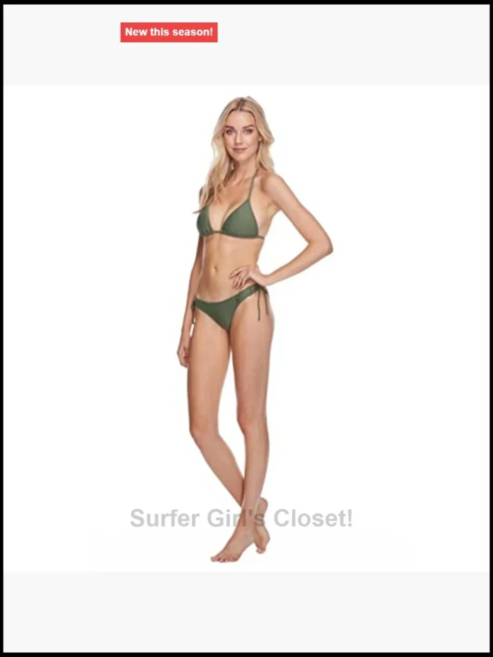 Triangle Bikini Top with Removable Soft Cups, Adjustable Straps